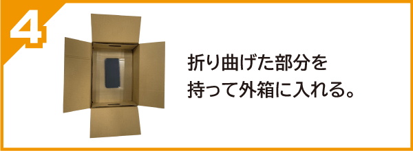 折り曲げた部分をもって外箱に入れる